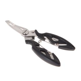 Luya Pliers Stainless Steel Curved Mouth Fish Line Scissors Multi-functional Clip Fish Line Sub Ring Opening Fishing Tools - Black