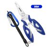 Luya Pliers Stainless Steel Curved Mouth Fish Line Scissors Multi-functional Clip Fish Line Sub Ring Opening Fishing Tools - Blue with rope
