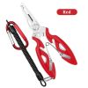 Luya Pliers Stainless Steel Curved Mouth Fish Line Scissors Multi-functional Clip Fish Line Sub Ring Opening Fishing Tools - Red with rope