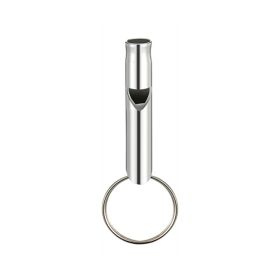 1pc Aluminum Whistle With Keychain; Sturdy Lightweight Whistle; For Signal Alarm; Outdoor Camping; Hiking Accessories - Silvery