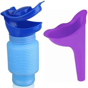 Portable Adult Urinal Outdoor Camping High Quality Travel Urine Car Urination Pee Soft Toilet Urine Help; Toilet For Men Women - Blue + Purple