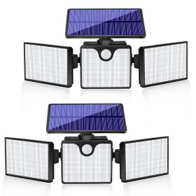 230 LED Ultra Bright Solar Wall Lights; Waterproof Rotatable Motion Sensor Light For Outdoor Porch Yard Wall - Cold White 2 Pcs