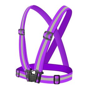1pc Highlight Reflective Straps; Clothing Adjustable Safety Vest; Elastic Band For Adults And Children; Night Running Riding Gear - Purple