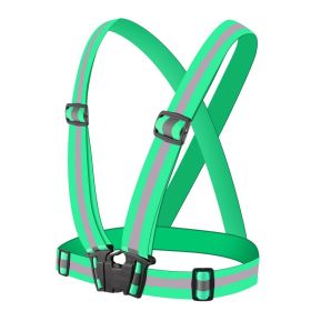 1pc Highlight Reflective Straps; Clothing Adjustable Safety Vest; Elastic Band For Adults And Children; Night Running Riding Gear - Grass Green