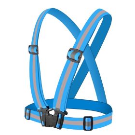 1pc Highlight Reflective Straps; Clothing Adjustable Safety Vest; Elastic Band For Adults And Children; Night Running Riding Gear - Lake Blue
