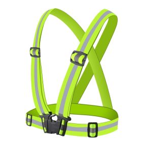 1pc Highlight Reflective Straps; Clothing Adjustable Safety Vest; Elastic Band For Adults And Children; Night Running Riding Gear - Green