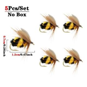 5/10/25pcs Artificial Bumblebee Fly Fishing Lures Baits Trout Bionic Flies For Trout Fishing - 5Pcs(No Box)