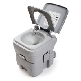 Travel  Outdoor 5 Gallon Camping Portable Toilet, Flush Potty - grey