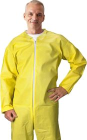 EZGOODZ Disposable Hazmat Suits X-Large. Pack of 5 Yellow Disposable Coveralls. 82 gsm Polyethylene Polypropylene Protective Suits. Painters Suit with