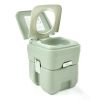 Travel  Outdoor 5 Gallon Camping Portable Toilet, Flush Potty - gray-green