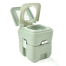 Travel  Outdoor 5 Gallon Camping Portable Toilet, Flush Potty - gray-green