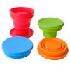 1pc Soft Silicone With Lid; Retractable Mini Folding Water Cup; For Outdoor Travel Hotel - Red