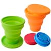 1pc Soft Silicone With Lid; Retractable Mini Folding Water Cup; For Outdoor Travel Hotel - Orange