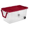 160 Qt. Wheeled Storage Box Plastic, Infra Red, Set of 2 - Infra Red - 2
