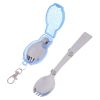 1pc Outdoor Stainless Steel Folding Spoon Folding Fork Tableware With Box Container - Portable Folding Spoon + Blue Box