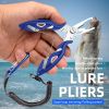 Luya Pliers Stainless Steel Curved Mouth Fish Line Scissors Multi-functional Clip Fish Line Sub Ring Opening Fishing Tools - Black with rope