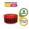 1 Rolls of Barricade Tape 3'; Red and Black Danger Tape Roll 1000 Feet; Danger Tape 3 Mil; Polyethylene Warning Tape; Bright Construction Tape to Mark
