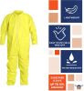 EZGOODZ Disposable Hazmat Suits X-Large. Pack of 5 Yellow Disposable Coveralls. 82 gsm Polyethylene Polypropylene Protective Suits. Painters Suit with