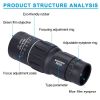 Adjustable Focus Monocular Telescope For Outdoor Navigation Hunting Bird Watching Super Foot Bowl Game Watching - Black
