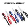 Luya Pliers Stainless Steel Curved Mouth Fish Line Scissors Multi-functional Clip Fish Line Sub Ring Opening Fishing Tools - Black with rope