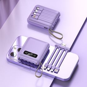Compact And Portable With Built-in Cable Power Bank (Option: Purple-6000mA)