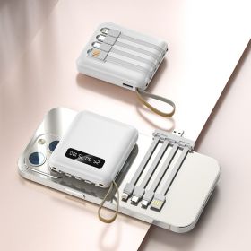 Compact And Portable With Built-in Cable Power Bank (Option: White-10000mA)