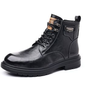 Fashion Haulage Motor Boots Booties (Option: Black Plus Velvet-38)