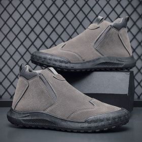 New Side Zipper Men's Waterproof Work Shoes (Option: Gray-40)