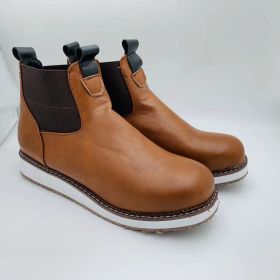 Foreign Trade New European And American Men's Elastic Ankle Boots (Option: Brown-38)