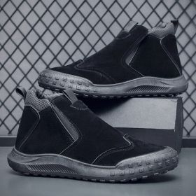 New Side Zipper Men's Waterproof Work Shoes (Option: Black-40)
