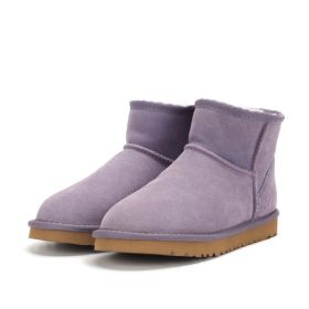 Low-cut Snow Boots Cowhide Rubber Fur Fashion Casual (Option: Dream Purple-43)