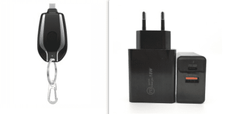 1500mAh Mini Power Emergency Pod Keychain Charger With Type-C Ultra-Compact Mini Battery Pack Fast Charging Backup Power Bank (Option: Black set-For IPhone)