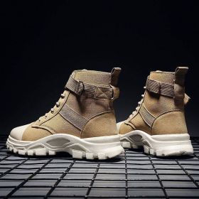 Men's British Style Casual All-matching Worker Boot (Option: LX699 Khaki-41)