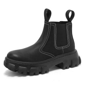 British Style Autumn And Winter Velvet Short Middle Boots (Option: Black-44)