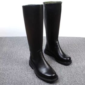 Men's Solid Color Minimalist Leather Long Boots (Option: Men's Single-35)