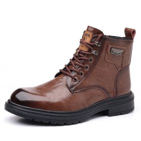 Fashion Haulage Motor Boots Booties (Option: Brown With Velvet-39)