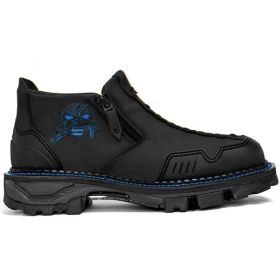 Men's Dr Martens Boots Halloween Skull Booties (Option: Blue-39)