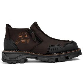 Men's Dr Martens Boots Halloween Skull Booties (Option: Dark Brown-45)