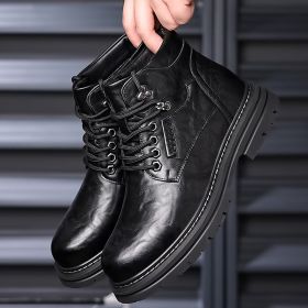 Men's Fashion British Style High-top Boots (Option: Black Four Seasons-40)