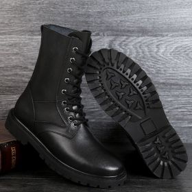 Men's Warm Slugged Bottom Work Shoes (Option: Black, Cotton Lining-44)