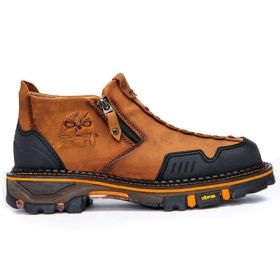 Men's Dr Martens Boots Halloween Skull Booties (Option: Orange Brown-40)